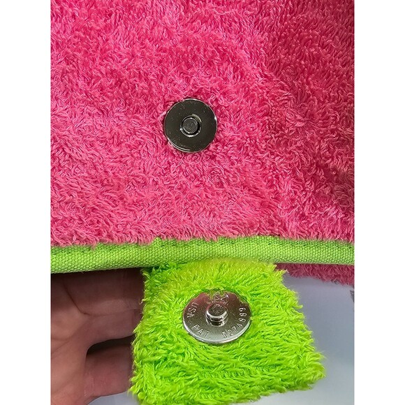 VINTAGE Lilly Pulitzer Pink Green XL Terrycloth Beach Bag Tote Purse Shopper GUC - Picture 3 of 12